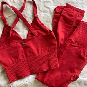 FREE PEOPLE GOOD KARMA SET TOP AND BOTTOM in RED